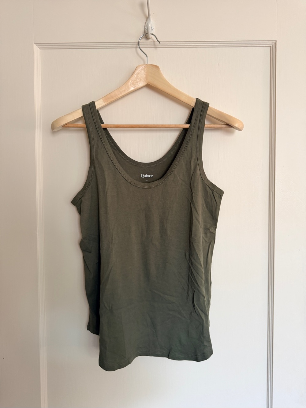 Quince Scoop Cotton/Modal Tank - Olive Green, Size S
